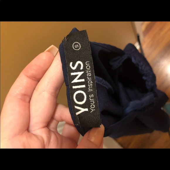 Navy cut out lace insert irregular hem dress - Picture 7 of 7